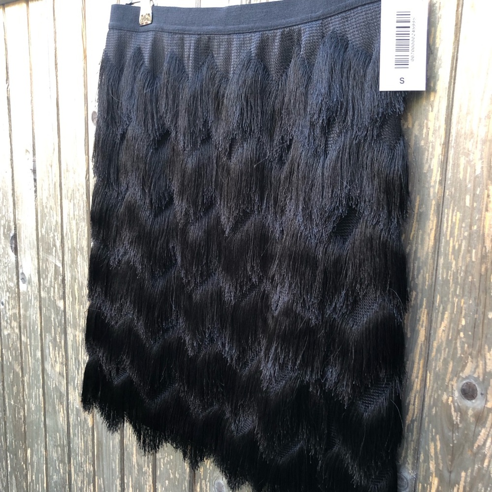 NWT black fringe mini skirt - Picture 4 of 5